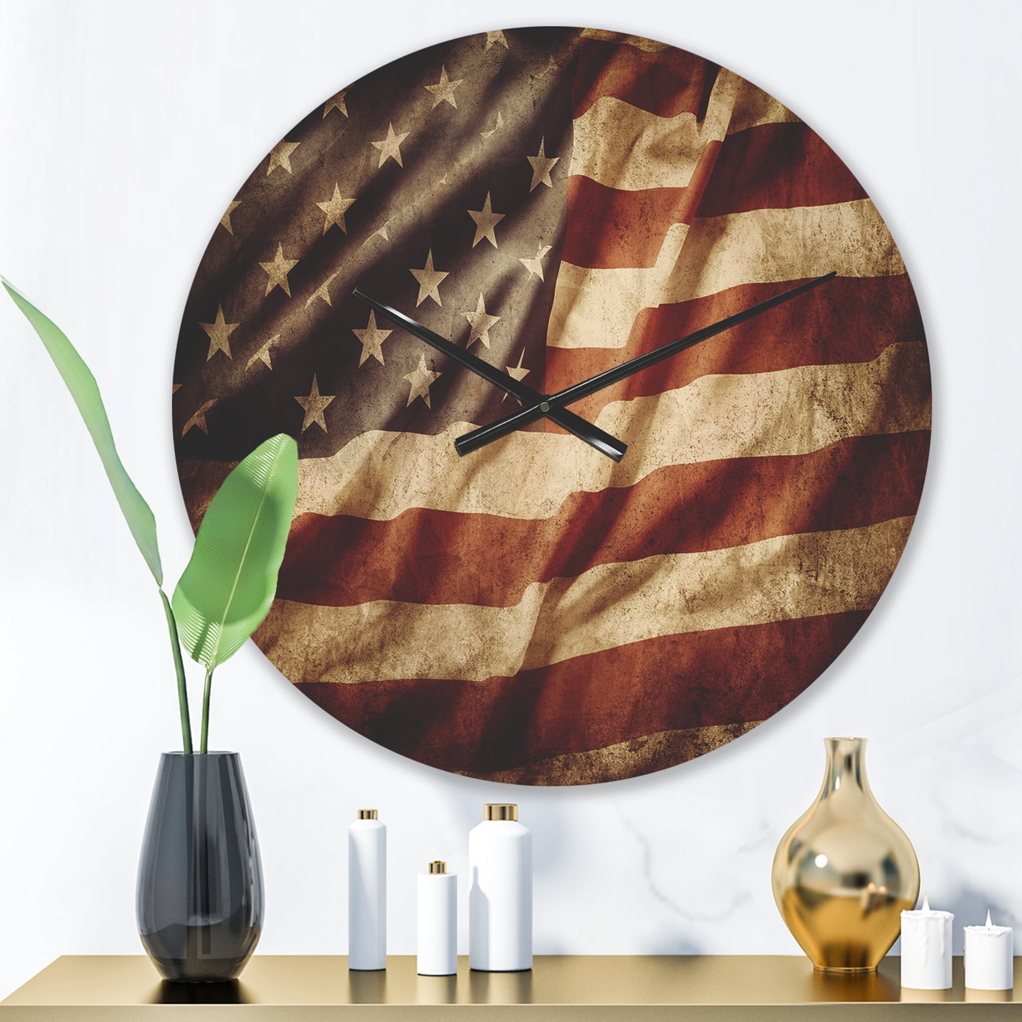 Designart 'American Flag Gradient' Modern Wood Wall Clock