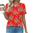 thumbnail image 1 of Fiudx Camisetas para Mujer Top de Primavera/Verano de Manga Corta Informal de Moda con Cuello Redondo para Mujer, 1 of 4