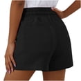 thumbnail image 6 of Women's Plus Size Comfy Elastic Waist Drawstring Loose Shorts, Soft Polyester Blend Fabric with Side Pockets, Casual Summer Lounge, Travel, Easy Care Relaxed | TruHer,Black M, 6 of 6