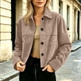 thumbnail image 2 of Zynoxe Womens Leather Jacket with Side Pockets Stylish Lapel Collar Cropped Jackets Women Versatile Solid Color Suede Jacket Classic Button Down Long Sleeve Jackets for Fall Winter M, 2 of 7