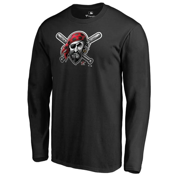 Men's Black Pittsburgh Pirates Midnight Mascot Long Sleeve T-Shirt