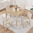 thumbnail image 2 of SESSLIFE Dining Table Set for 4, Counter Height Kitchen Table Set with Square Table and 4 Upholstered Chairs, Solid Wood Dining Room Set for 4, Space-Saving, Light Oak, 2 of 10