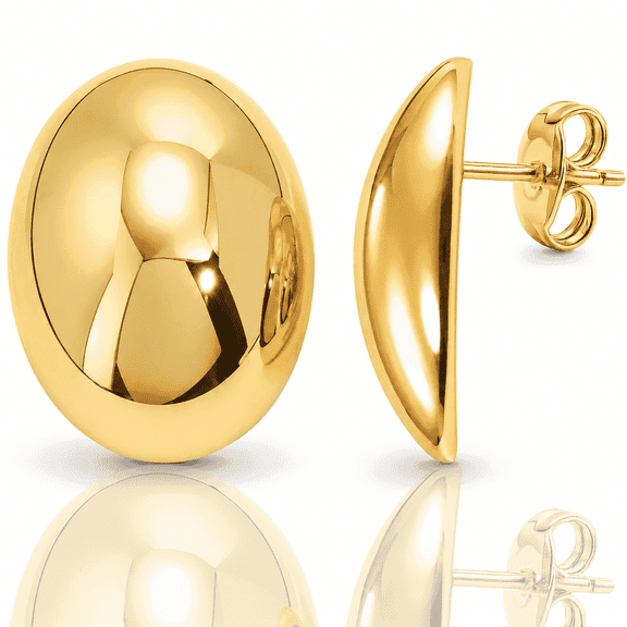 Eclipton® 14K Plated Gold Stud Earrings for Women, Oval Lightweight Hypoallergenic Earrings, Minimalist Daily Wear, Gold Jewelry Gifts for Womens