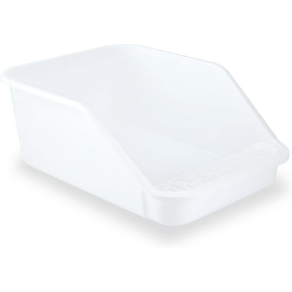 Large Cat Litter Box with High Sides,Cat Boxes for Indoor Cats,Cat Litter Pan for Kitty,Litter Box with Low Entry,Easy to Clean,Anti-Splashing(White)