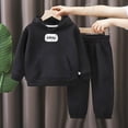 thumbnail image 2 of Zuwimk Boys And Girls 2-Piece Letter Print Hoodie Jogger Set, Athletic Outfits Elastic Waistband, Big Boy Girls Toddler Activewear(T059-Black), 2 of 4