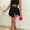 Black, variant on MORTTIC Women's 2-Piece Summer Outfit Set – Elegant Sleeveless Button Top & Embellished Shorts Skirt, Crew Neck Solid Color, All-Season Knit Fabric