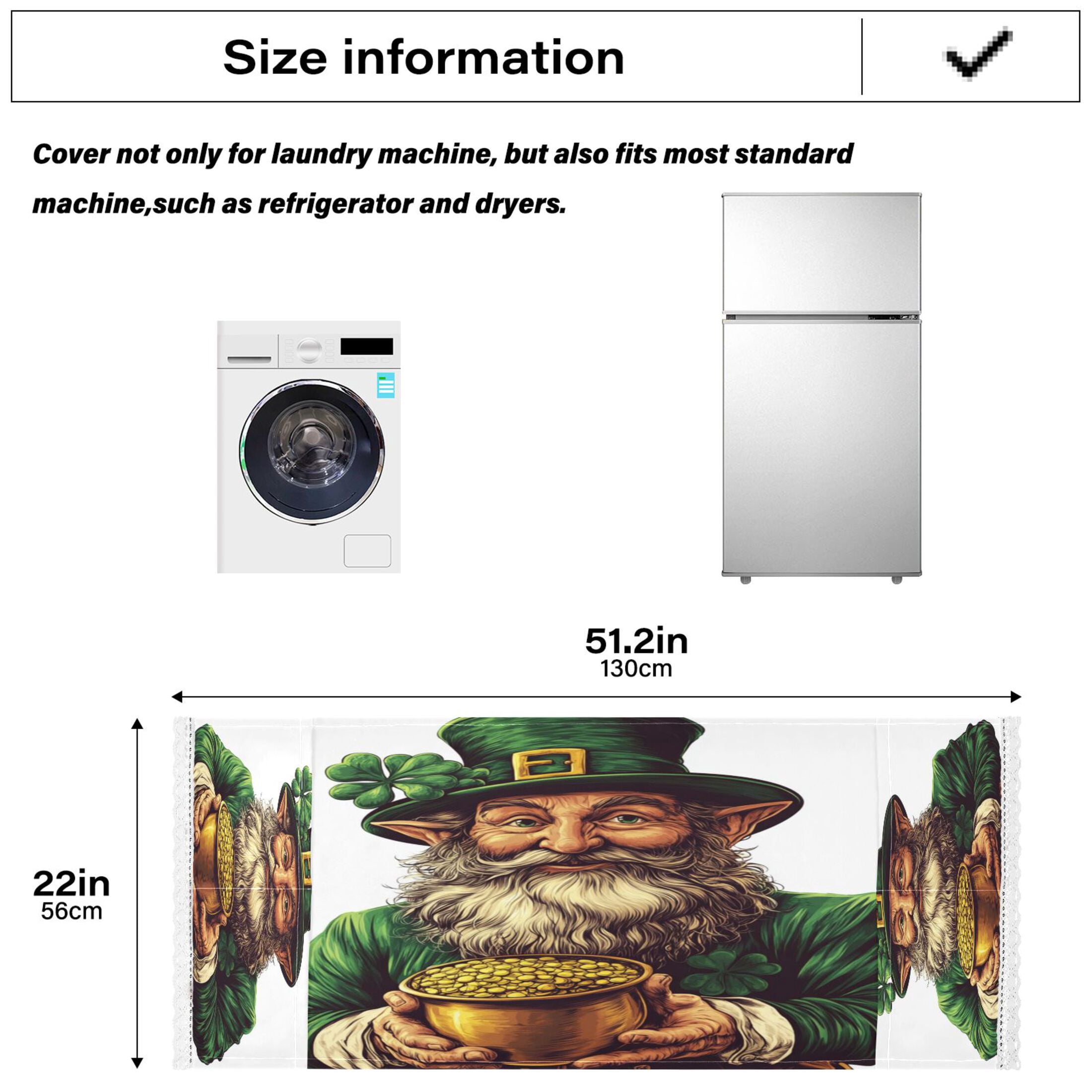 WOBOGO Stpatricks Day Leprechaun Washing Machine Cloth Dryer Refrigerator Top Cover Protective Non-Slip Mat For Kitchen Laundry