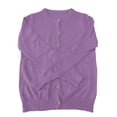 thumbnail image 5 of Women Button Down Knit Cardigan Long Sleeve Crew Neck Basic Layering Knitted Sweater Tops Purple L, 5 of 6