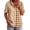 Khaki, variant on Women's Casual Button Down Shirt Short Sleeve Patchwork Plaid Stripe Collared Slim Summer Blouse Tops Pink S