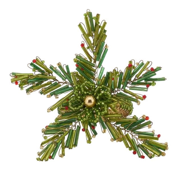SARO NR412.G Pine Design Beaded Napkin Rings - Set of 4