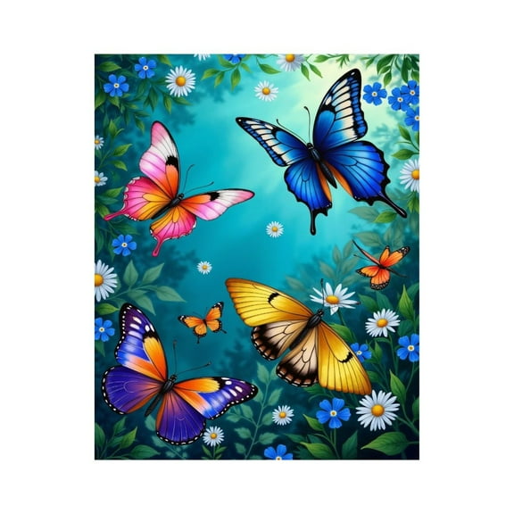 Paint by Numbers Kit for Adults, Colorful Butterflies In Floral Garden Paint by Numbers, Easy Paint by Numbers Kit for Adults Beginner, DIY Adult Paint by Number Kits on Canvas, Home Decor