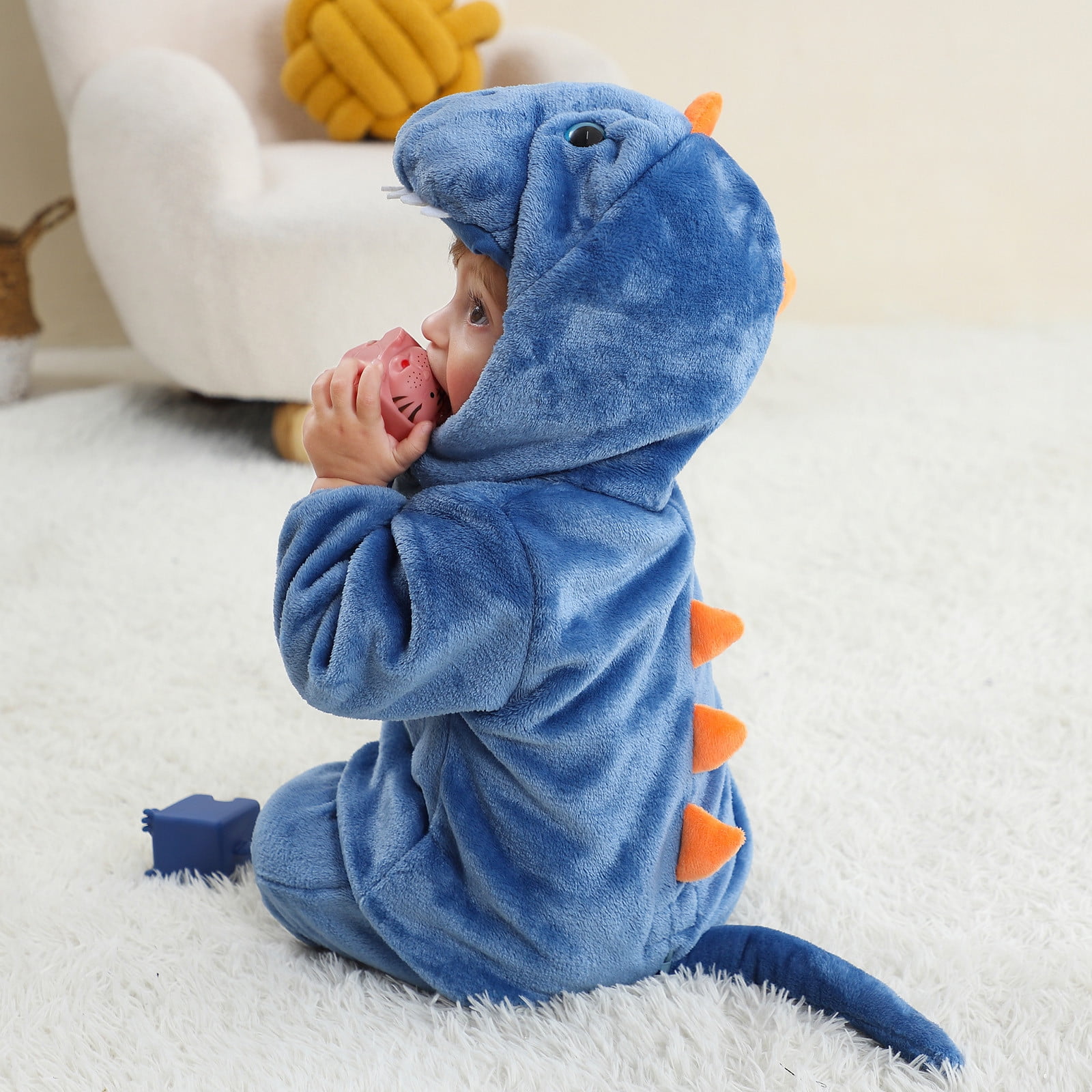 FFENYAN Adorable Dinosaur-Themed Baby Onesie Soft Flannel Long Sleeve Bodysuit for Infants and Toddlers Perfect for Everyday Wear and Special Occasions for 3 Months-3 Years