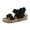 Black, variant on GERsome Women's Casual Sandals One Line Buckle Mules Flower Open Toe Thick Sole Sandals Summer Sandals