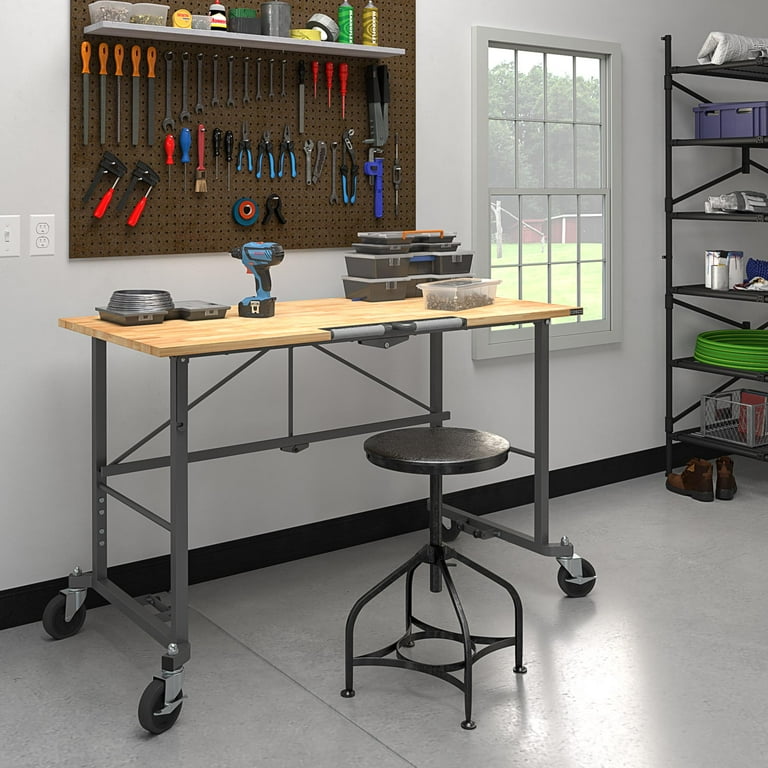COSCO Smartfold Portable Folding Workbench, Hardwood Top