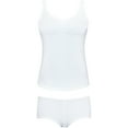 thumbnail image 6 of Curve Muse Women's Sexy Slim Fit Camisole Tank Top with Shorts Pajama Set pack of 2-LT GRAY,WHITE-S, 6 of 7