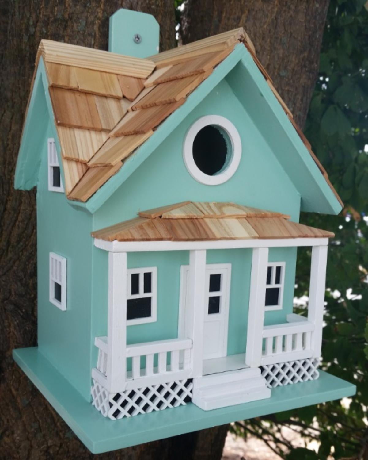 10" Fully Functional Sea Foam Blue Beach Side Cottage Outdoor Garden Birdhouse by CC Home Furnishings