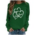 thumbnail image 2 of Fartey 2025 Chandail en Molleton pour Femmes Saint-Valentin Décontracté Manches Longues Col Rond Chandail Mignon Graphique Mode Vacances Chandails en Molleton Vert, 2 of 4