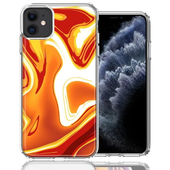 MUNDAZE For Apple iPhone 12 Mini Orange White Abstract Design Double Layer Phone Case Cover