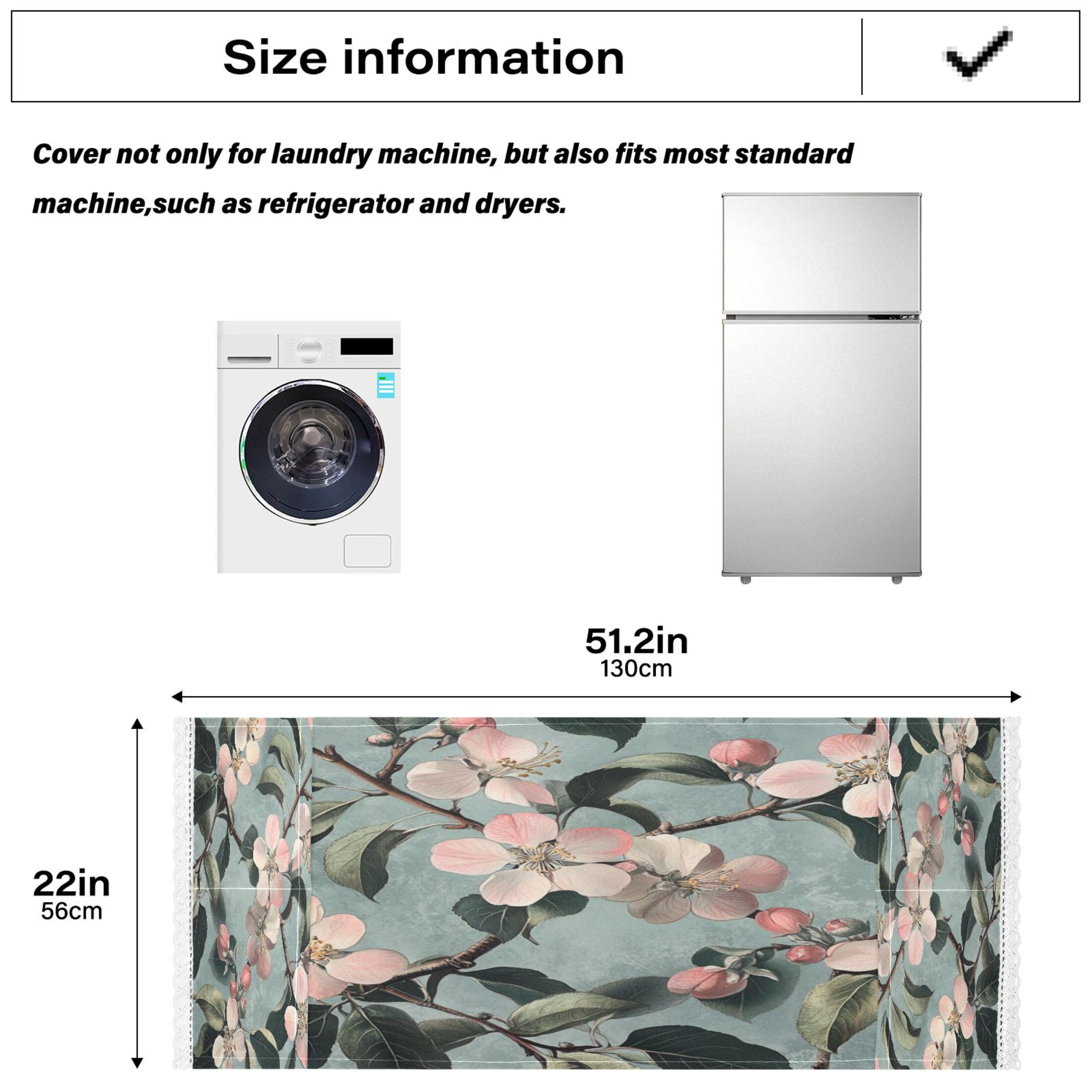 Malus SpectabilisWasher and Dryer Covers Dust-Proof and Oil Resistant Fridge Cover with 4 Storage Pockets Washing Machine Top Cover for Laundry Kitchen Home 51.2 x 22 In