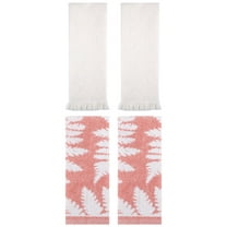 Unique Bargains 4 Pcs Cotton Absorbent Hand Towel Set 13 x 29 Inch Pink/White