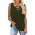 thumbnail image 2 of Htigea Clearanc Women's V Neck Tank Tops Casual Summer Button Down Sleeveless Shirts Casual Party Daily Army Green,L, 2 of 6