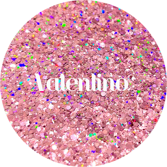 Glitter Heart Co. - High Quality Polyester Glitter - Valentino - 2oz Bottle - Holographic Pink Mix