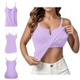 thumbnail image 4 of Taqqpue Womens Built In Bra Tank Top Summer Sleeveless Spaghetti Strap Scoop Neck Shirts Cut Out Solid Fitted Trendy Casual Blouse Tops, 4 of 7