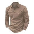 thumbnail image 4 of Prolriy Shirts for Men, Men's Fashion Spring and Autumn Casual Long Sleeve Button Solid Color Long Sleeve T Shirt Top Mens Shirts Khaki XXXL, 4 of 4