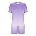 thumbnail image 4 of USNSM Men's Plus Size Round Neck Gradient Print Sport Slim Elastic Waist Tie Shorts Soft Comfort Breathable Short Sleeve Shirt Set Purple XXXL, 4 of 5