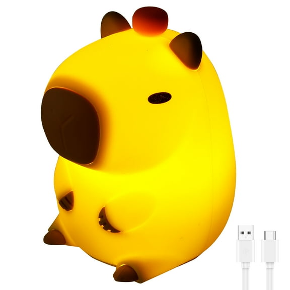 Capybara Night Light for Kids Silicone 7 Light Color Adjustable Nursery Nightlight Tap Control Bedside Lamp for Bedroom Office