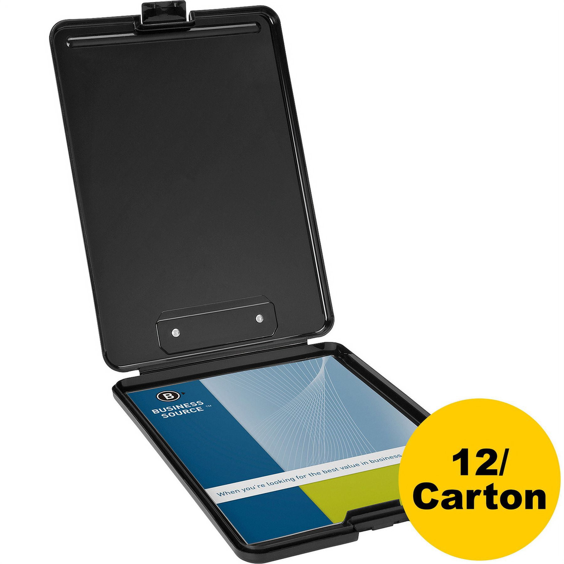 Business Source Plastic Storage Clipboard - Black - 12 / Carton