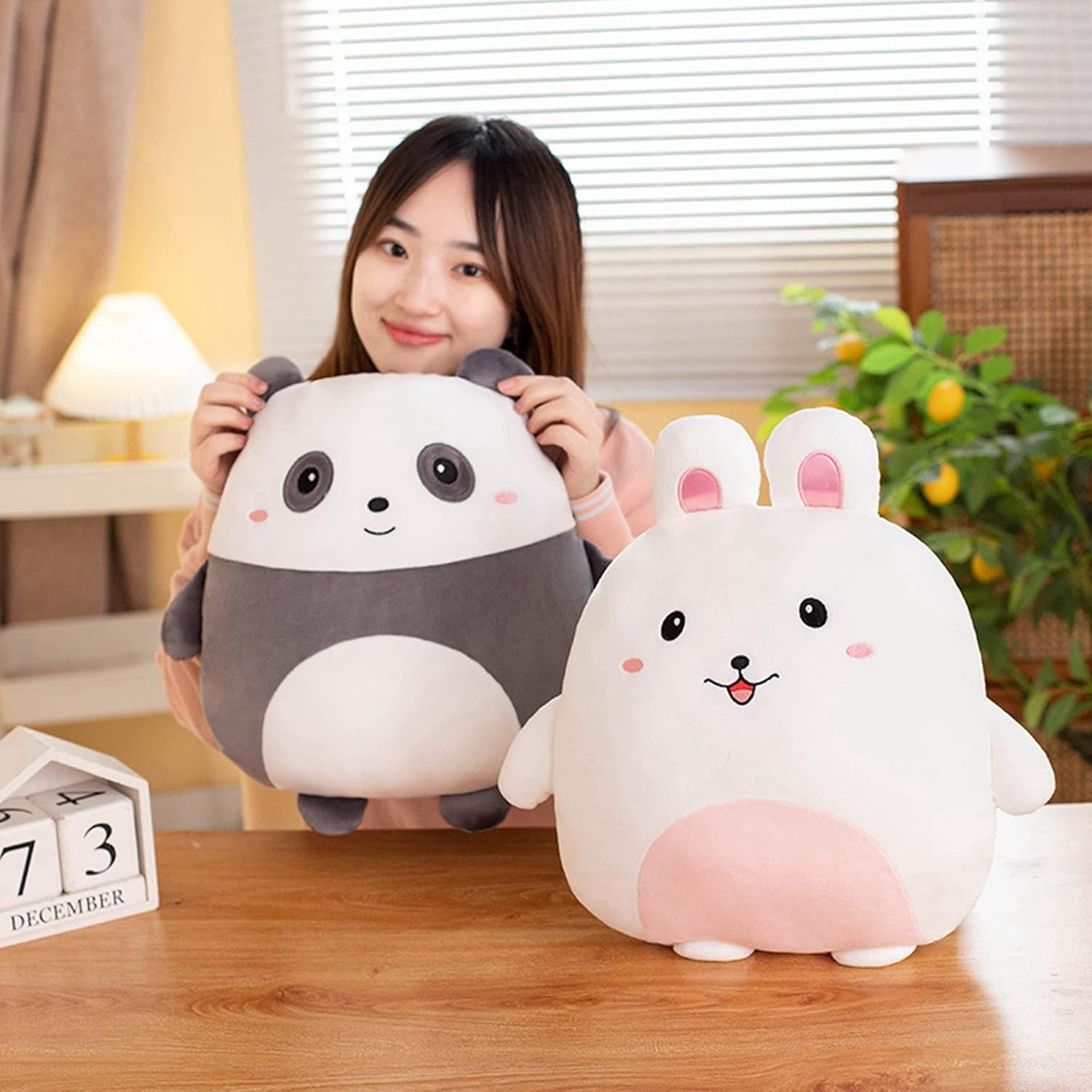 Bunny Plush Pillow, Kawaii Bunny Stuffed Animal Toy Cartoon Bunny Rabbit Plushies Hugging Pillow Toys Gifts for Room Decor Birthday Valentine Day, 16 inch