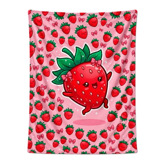 Strawberry Throw Blanket for Women, Strawberry Gift, Soft Warm Cozy Flannel Blanket for Travel, Cute Pink Home Room Decor for Couch, Bed 50"x40"