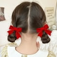 thumbnail image 2 of CXHEGBEJ Velvet Hair Bows Claw Clip For Female 3" Hair Ribbon Clips Alligator Clips Hair for Women Party Dress Headwear Hair Styling Accessories Red, 2 of 7