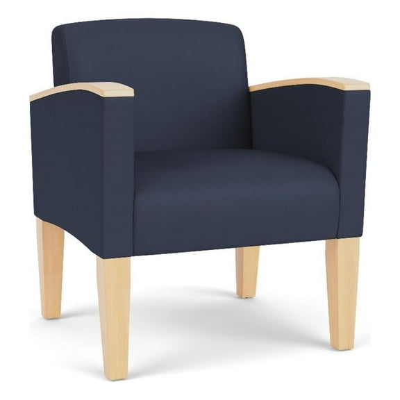 Belmont Lounge Lobby Reception Waiting Guest Chair / Natural Wood Legs / Blue