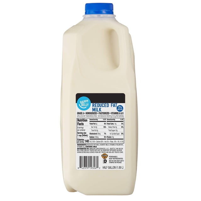 Amazon Brand - Happy Belly 2% Milk, Half Gallon, 64 fl oz (Pack of 1)