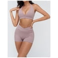 thumbnail image 4 of PISONIC Workout Sets for Women Crossover High Waist Biker Shorts Sports Bra 2 Piece Gym Yoga Outfits, 4 of 8