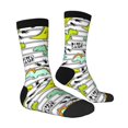 thumbnail image 2 of Goofa Funny Dinosaurs on Stripes Printed Men's Crew Socks, Soft Durable Breathable Moisture-Wicking with Odor Control Cotton socks, 2 of 9