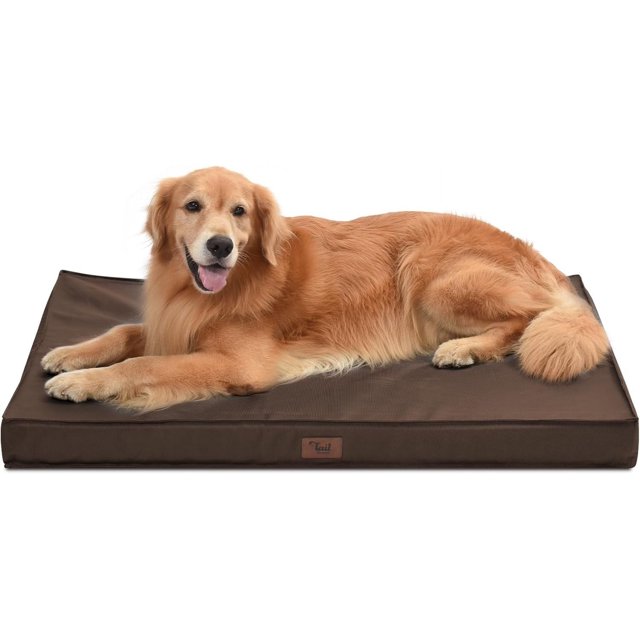 Dog Crate Bed Washable Dog Beds for Large Dogs, Big Waterproof Orthopedic Dog Bed with Egg Crate Foam Pet Bed Mat, Removable Oxford Cooling Cover, Khaki