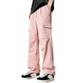 thumbnail image 2 of Men's Wide-Leg Cargo Pants - Drawstring Waist & Adjustable Cuffs for Streetwear & Casual Outfits Pink L, 2 of 5