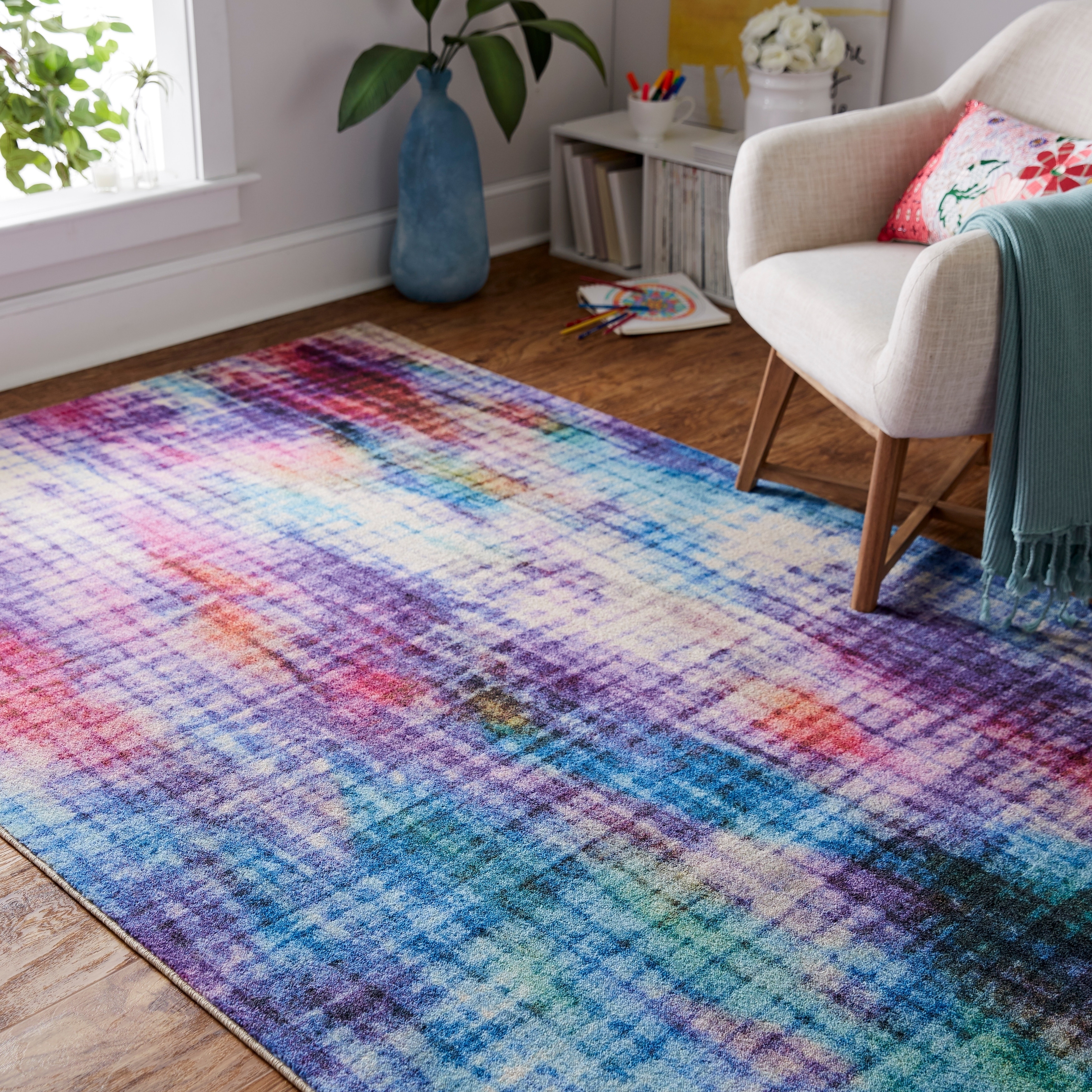 Mohawk Home Prismatic Linear Pixel Modern Multicolor Area Rug (8' x 10