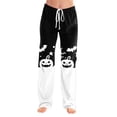 thumbnail image 4 of Kintue Halloween Pajama Pants for Women, Funny Pumpkin Ghost Print Trousers, Soft Wide Leg Palazzo Pants, Fall Loungewear, 4 of 7