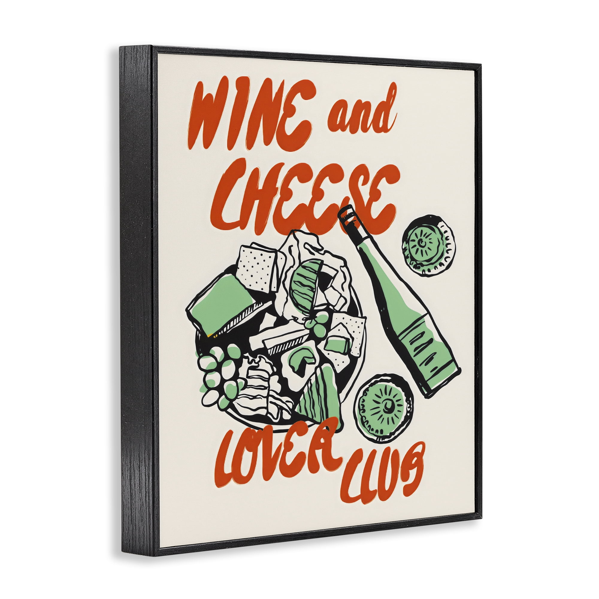 Stupell Industries Wine & Cheese Lover Club Black Framed Giclee Art, design by The Prints Vibe