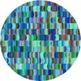 thumbnail image 1 of Ahgly Company Tapis d'Intérieur Ronds Lavables à la Machine, Style Transitionnel, Bleu Geai Bleu, Tapis de Zone, 5 Pieds Rond, 1 of 7
