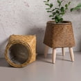 thumbnail image 6 of Oiur Rattan Woven Planter Pot Indoor Outdoor Flowerpot with Legs Handmade Cactus Succulent Plants Holder Container Home Balcony Garden Decoration, 6 of 8
