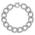 thumbnail image 2 of Auriga Fine Jewelry 925 Sterling Silver Polished Textured Bracelet 8inch for Women, 2 of 6