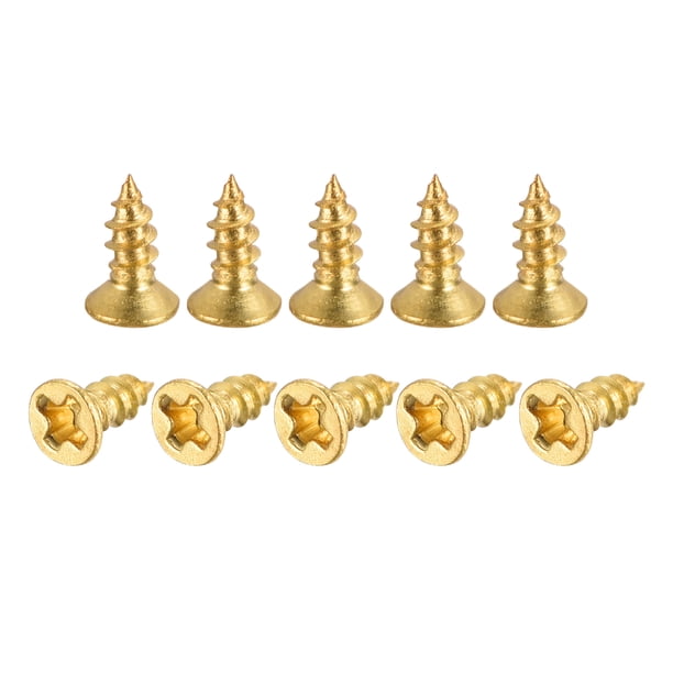 Tornillos de madera de latón Uxcell M2x5mm, con cabeza plana Phillips, conector autoperforante, paquete de 100