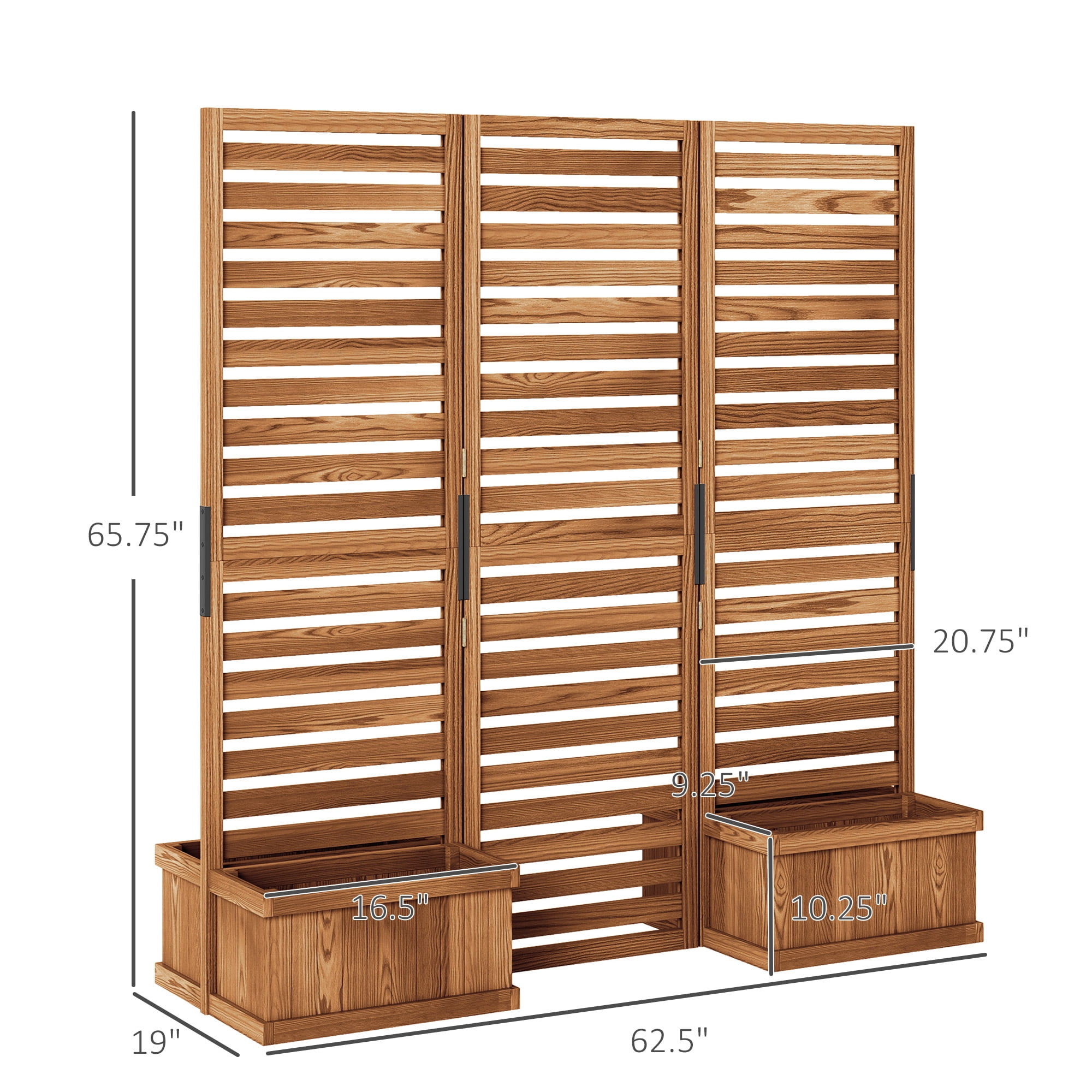 Alvantor 3 Panel Room Divider Wood Privacy Screen w Planter Box for Porch Living Room Dorm Yellow