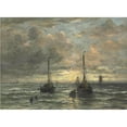 thumbnail image 2 of Hendrik Willem Mesdag 14x11 Black Ornate Wood Framed Double Matted Museum Art Print Titled: Return of the Fishing Fleet, 2 of 5