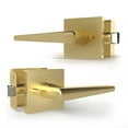 thumbnail image 1 of Poignée de Porte à Levier d'Intimité - Levier de Porte Profil Bas de Forme Carrée avec Verrou à Bouton-Poussoir pour Portes Intérieures et Extérieures - Poignées de Porte Réversibles pour Portes pour Gauchers Ou Droitiers - Fini Laiton Satiné, 1 of 10